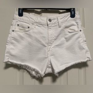 Talula White Denim Raw Hem Shorts